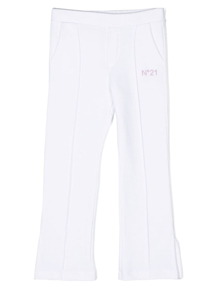 White trousers for girls with logo