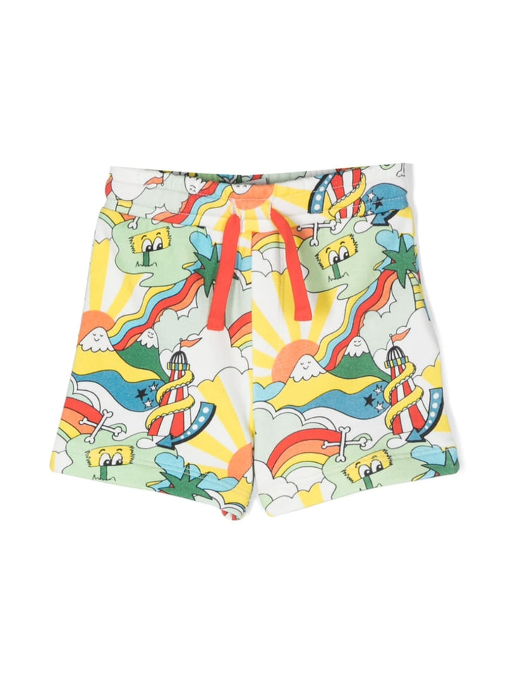 Multicolored Bermuda shorts for baby girls with print