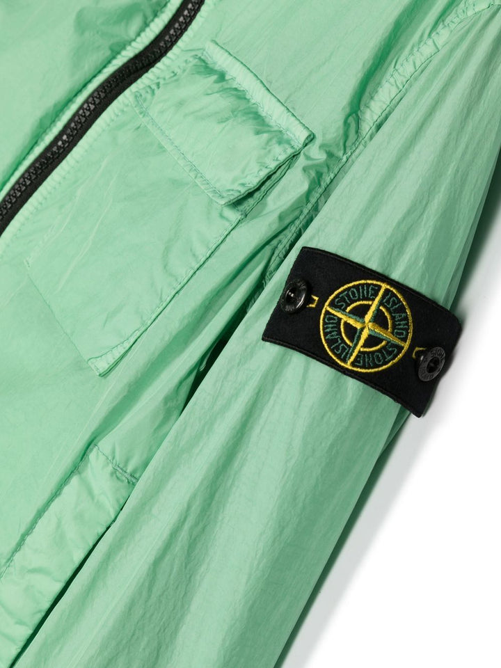 Green jacket for boys with logo
