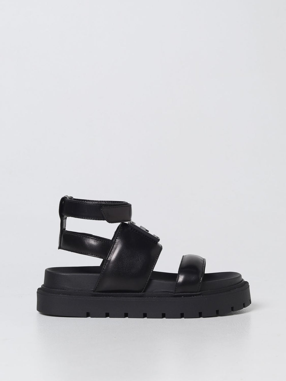 Sandali nere per bambina con logo JFR361ALJK F0ABB Fendi Kids 
