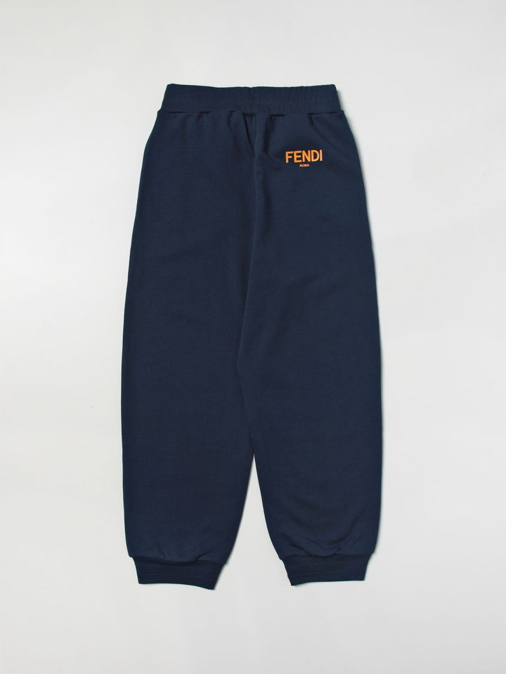 Pantalone blu navy per bambino con logo JUF0765V0 F1I11 Fendi Kids 
