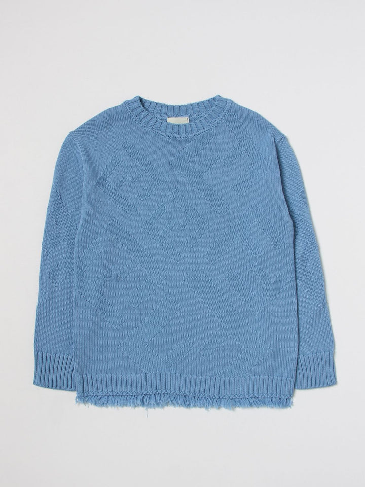 Blue sweater for girls with logo