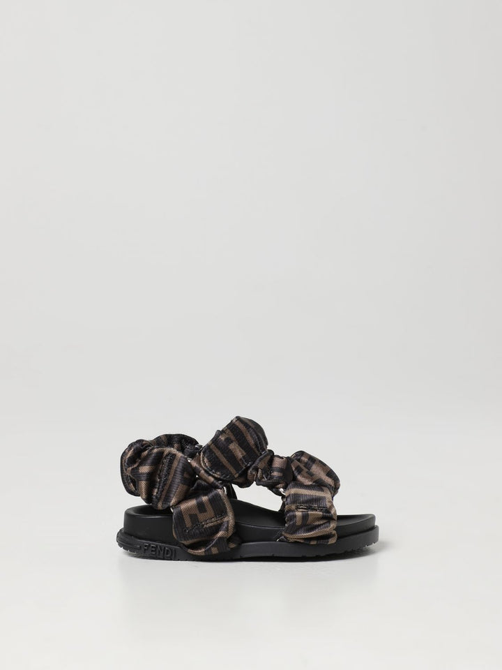 Brown sandals for girls with logo