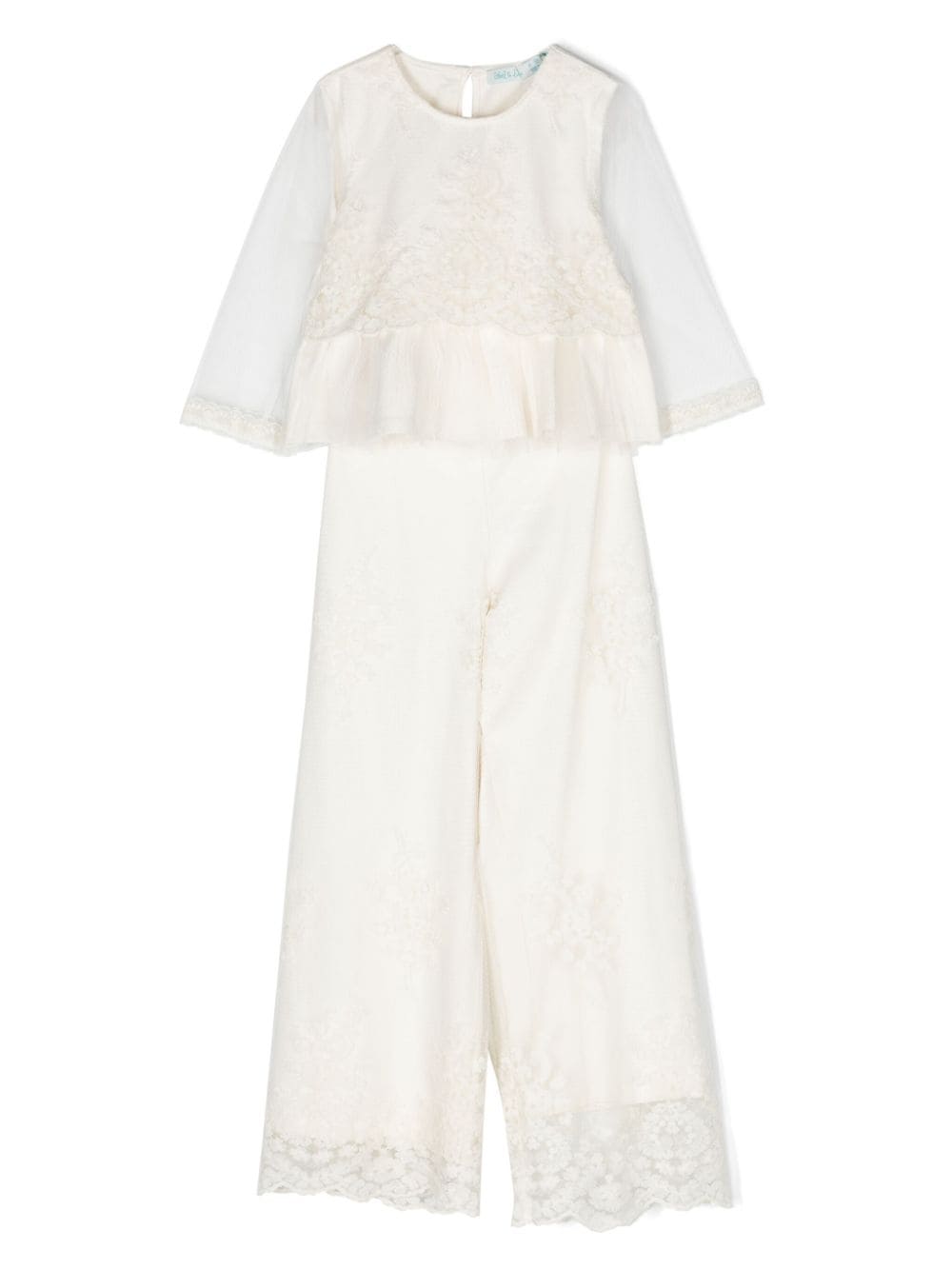 Completo bianco per bambina in organza 5276 002 Abel & Lula 