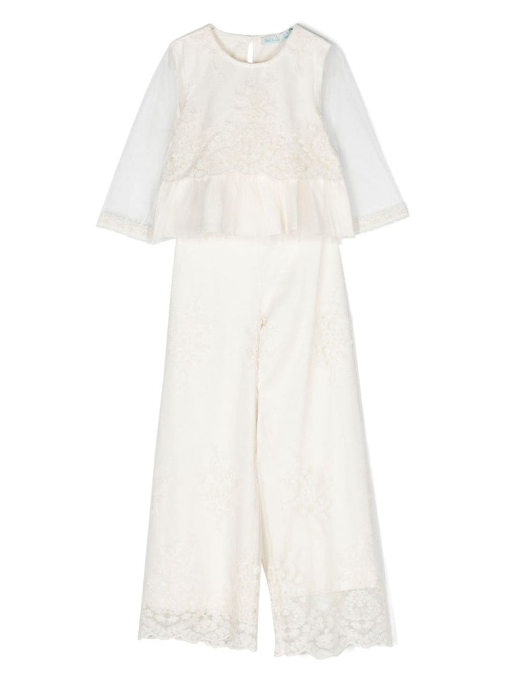 Completo bianco per bambina in organza 5276 002 Abel & Lula 