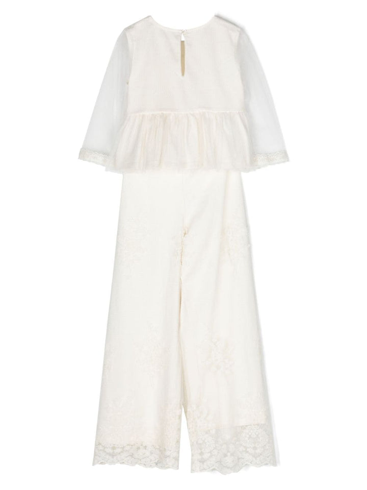 Completo bianco per bambina in organza 5276 002 Abel & Lula 