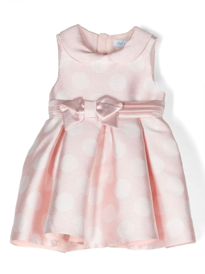 Pink dress for baby girls with polka dots