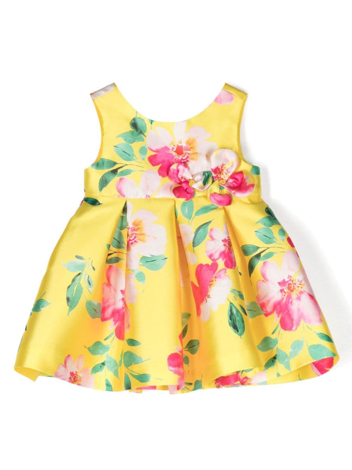 Yellow dress for baby girls with print