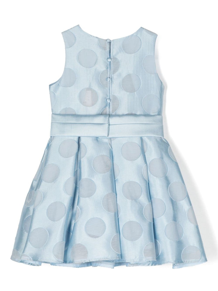 Light blue dress for girls with polka dots