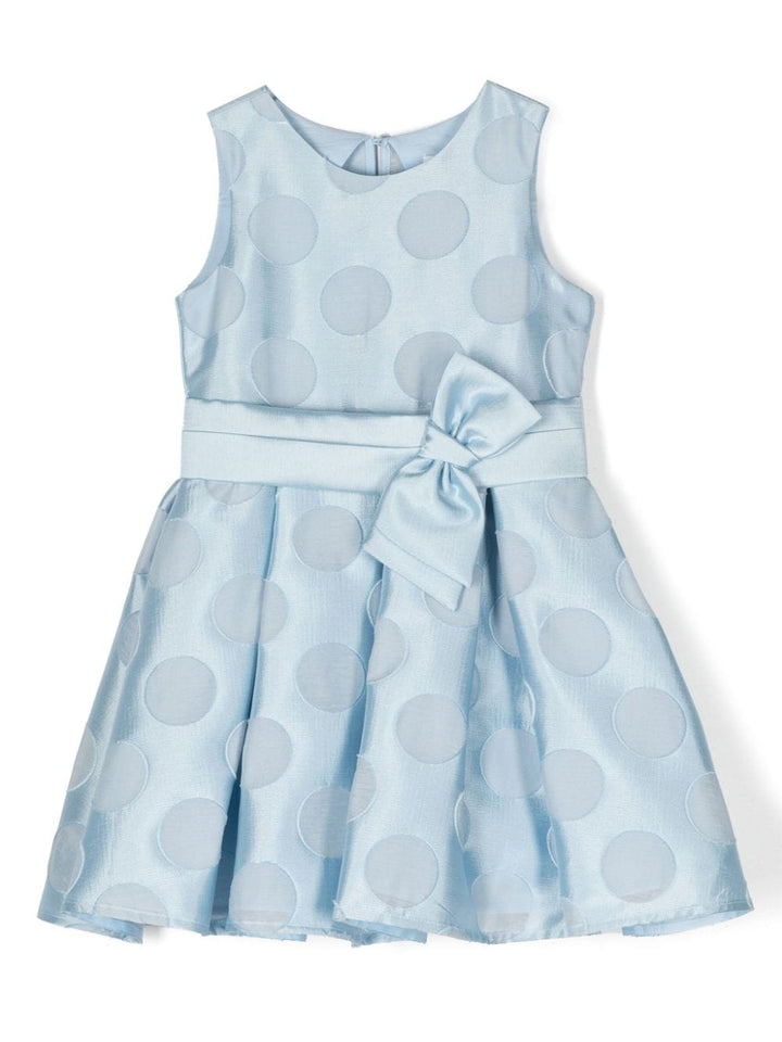 Light blue dress for girls with polka dots