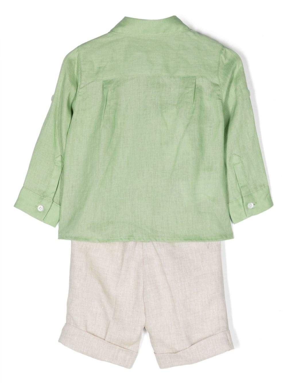 Elegant green and beige outfit for newborns