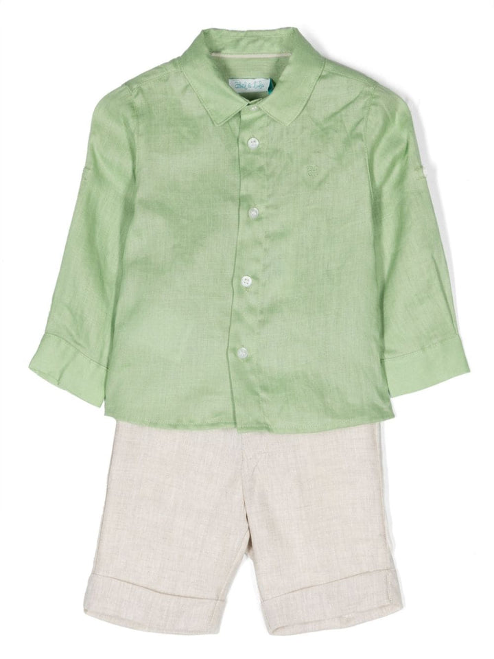 Completo elegante verde e beige per neonato