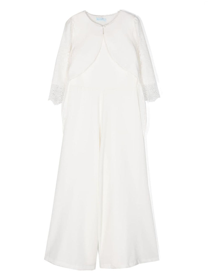 White jumpsuit for girls with cardigan