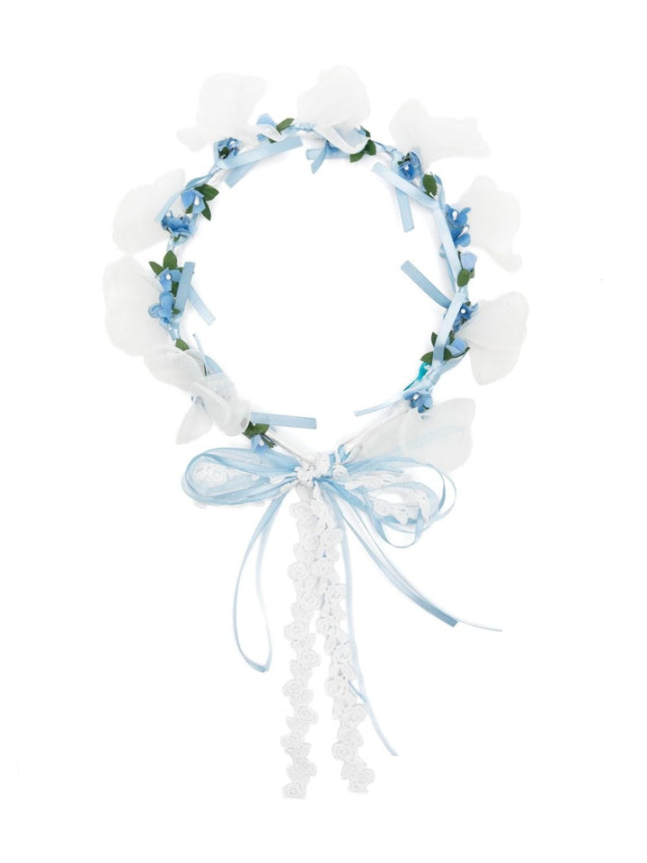 White and blue headband for newborn girls