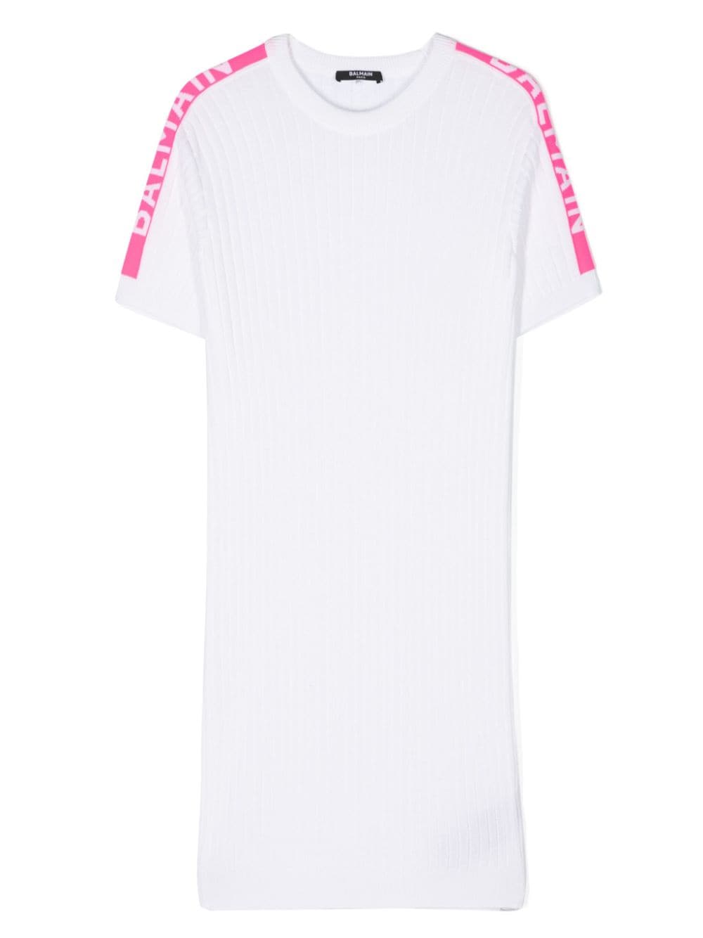 Abito bianco per bambina con logo BU1D41X0157 100FU Balmain Kids 