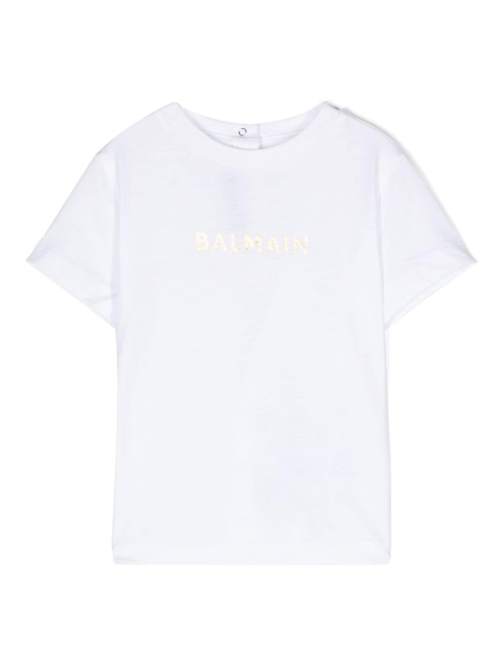 T-shirt bianca per neonata con logo BU8621Z0082 100OR Balmain Kids 