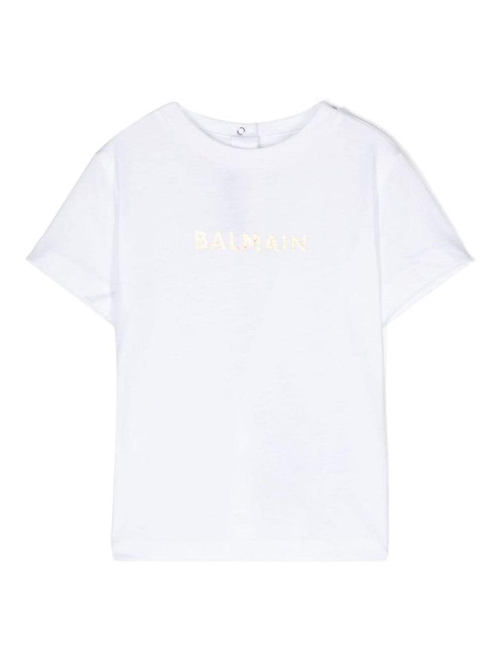 T-shirt bianca per neonata con logo BU8621Z0082 100OR Balmain Kids 