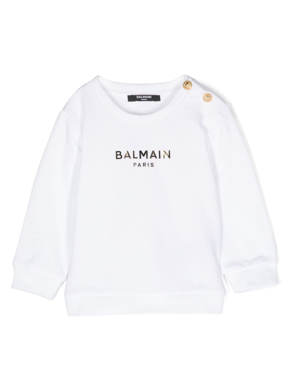 White sweatshirt for baby girls with gold logo