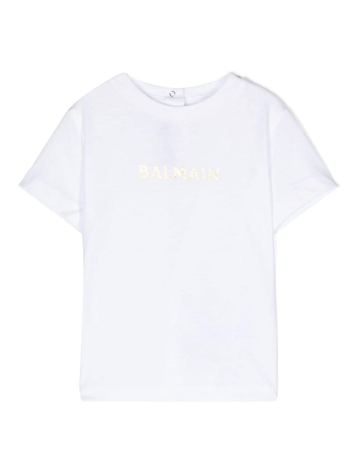 T-shirt bianca per neonata con logo
