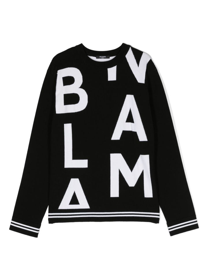 Black children's sweater with white logo