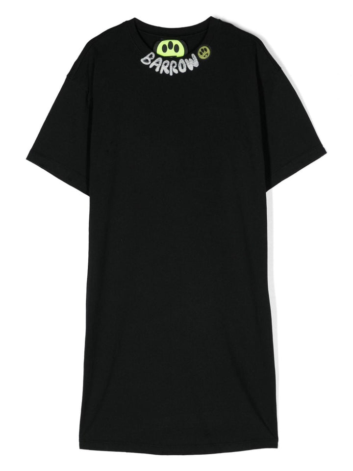 Abito nero per bambina con logo S4BKJGDR040 110 Barrow Kids 