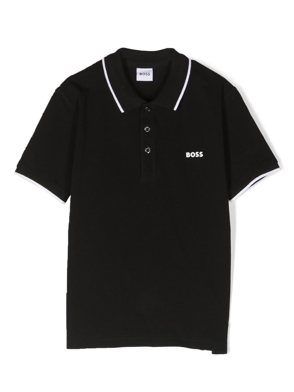Black polo shirt for boys with logo