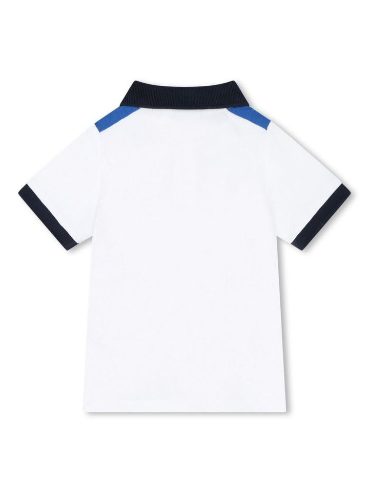 White and blue polo shirt for newborns with logo