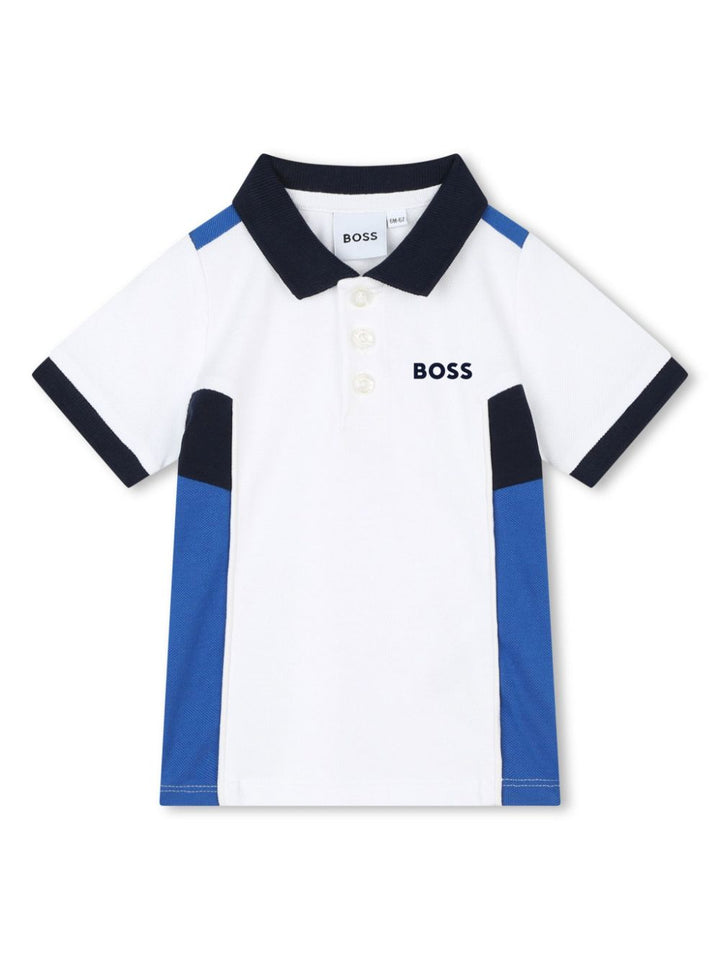 White and blue polo shirt for newborns with logo