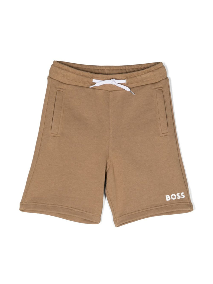 Light brown Bermuda shorts for boys with logo