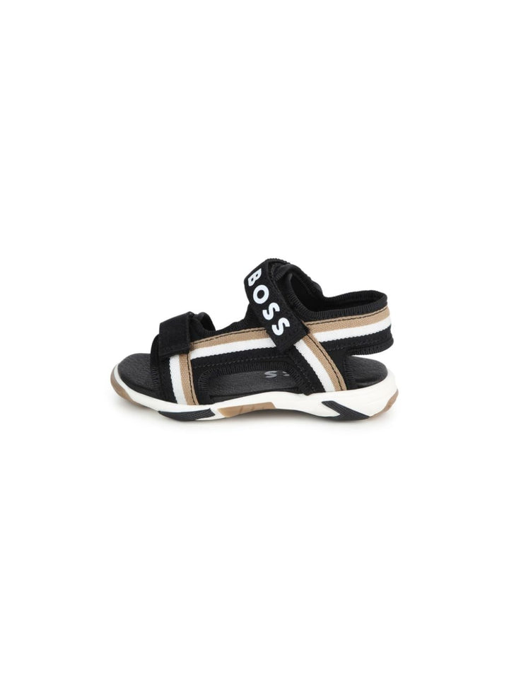 Black sandals for boys with logo