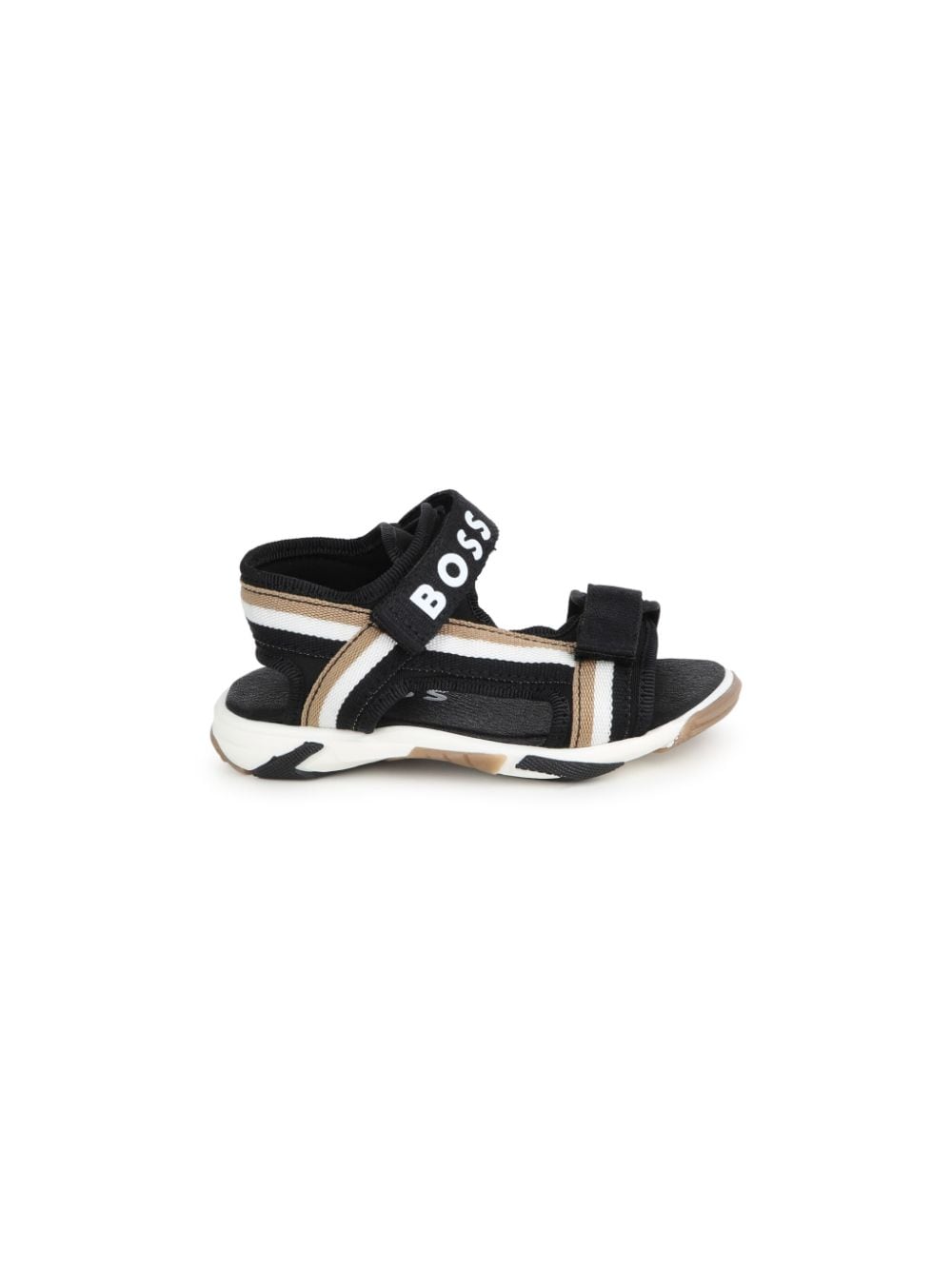Black sandals for boys with logo