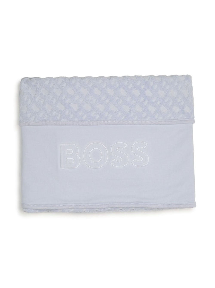 Blue baby blanket with logo