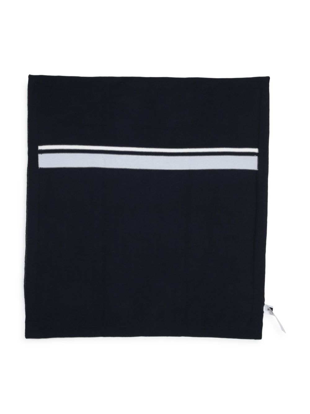 Navy blue baby blanket with logo