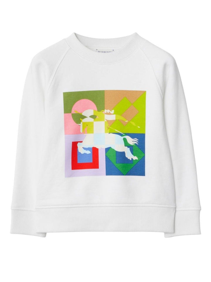 Felpa bianco per bambino con stampa 8079788 A1464 Burberry Kids 