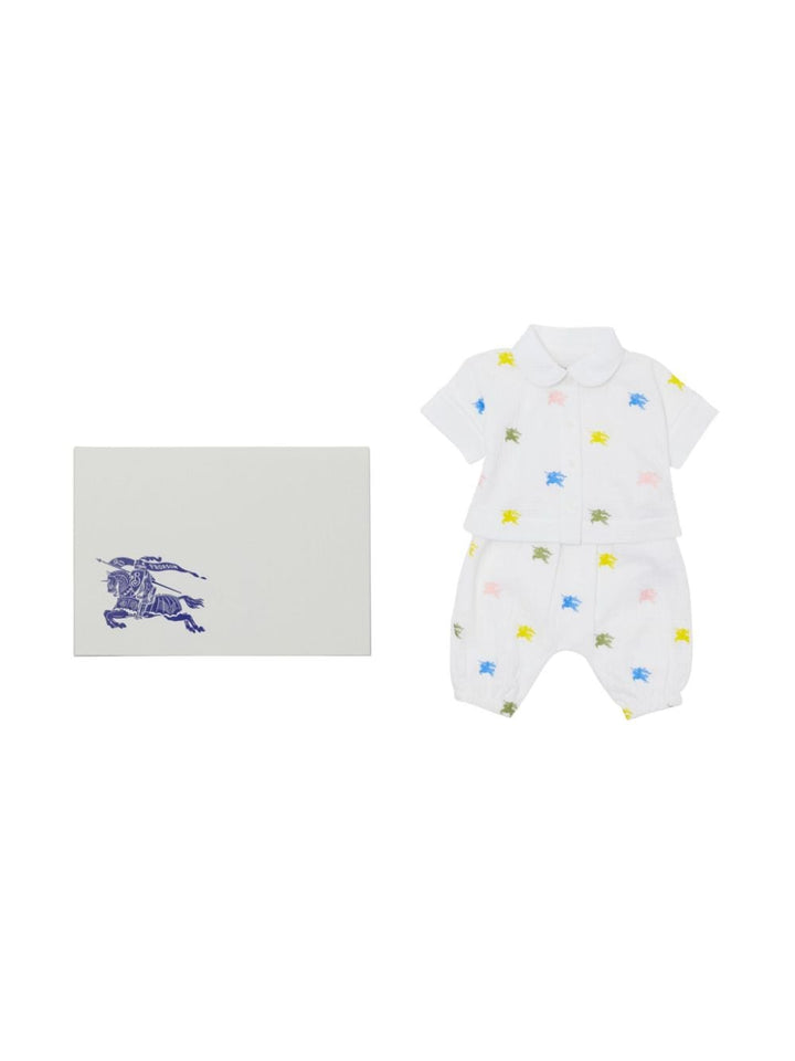 White baby outfit with logo