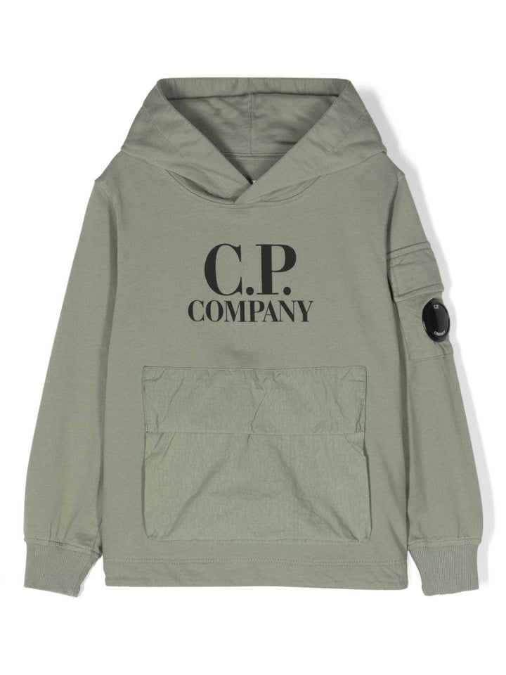 Olive green sweatshirt for boys with logo