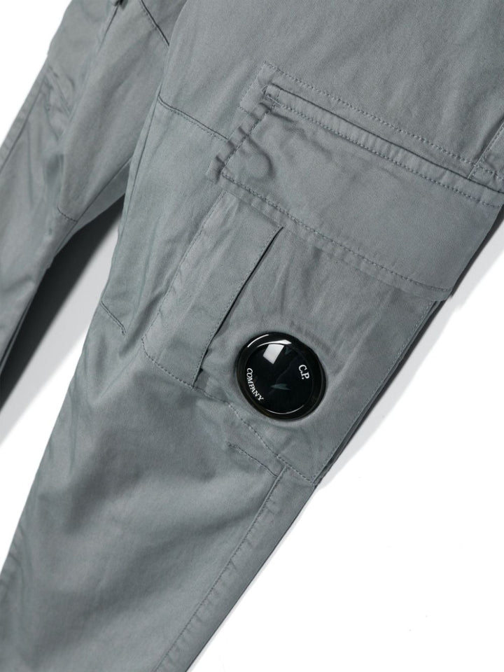 Steel blue trousers for boys with logo