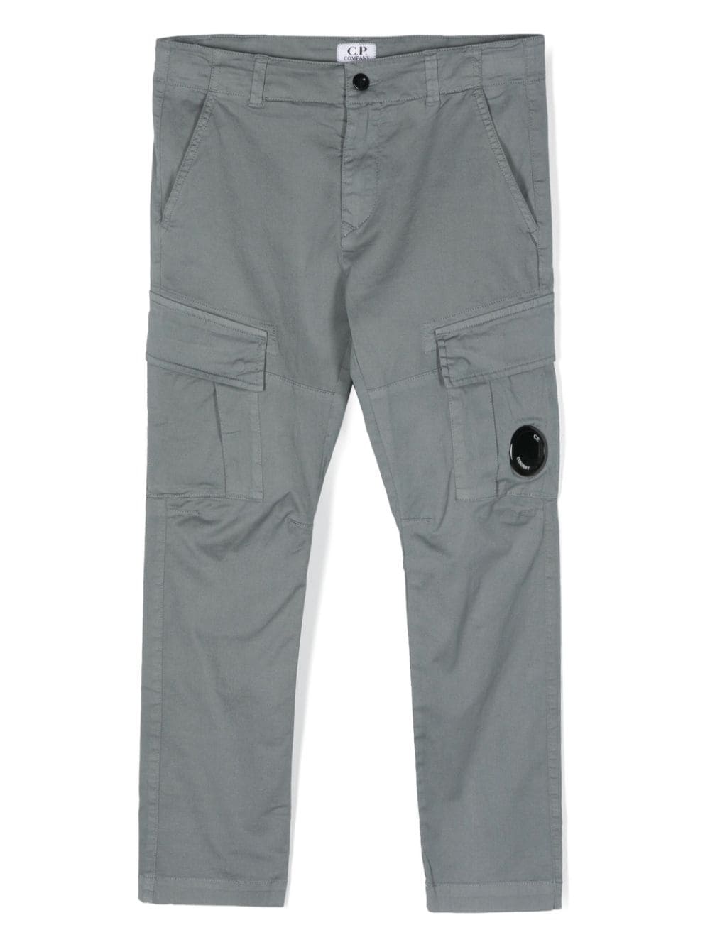Steel blue trousers for boys with logo