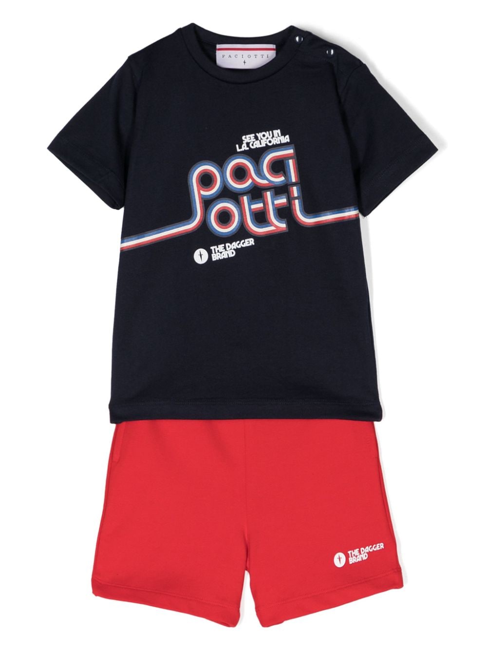 Completo sportivo blu e rosso per neonato con logo