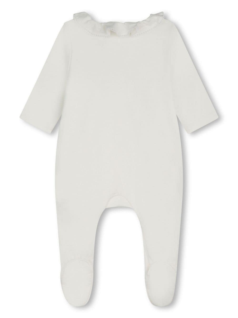 White baby girl onesie set with logo