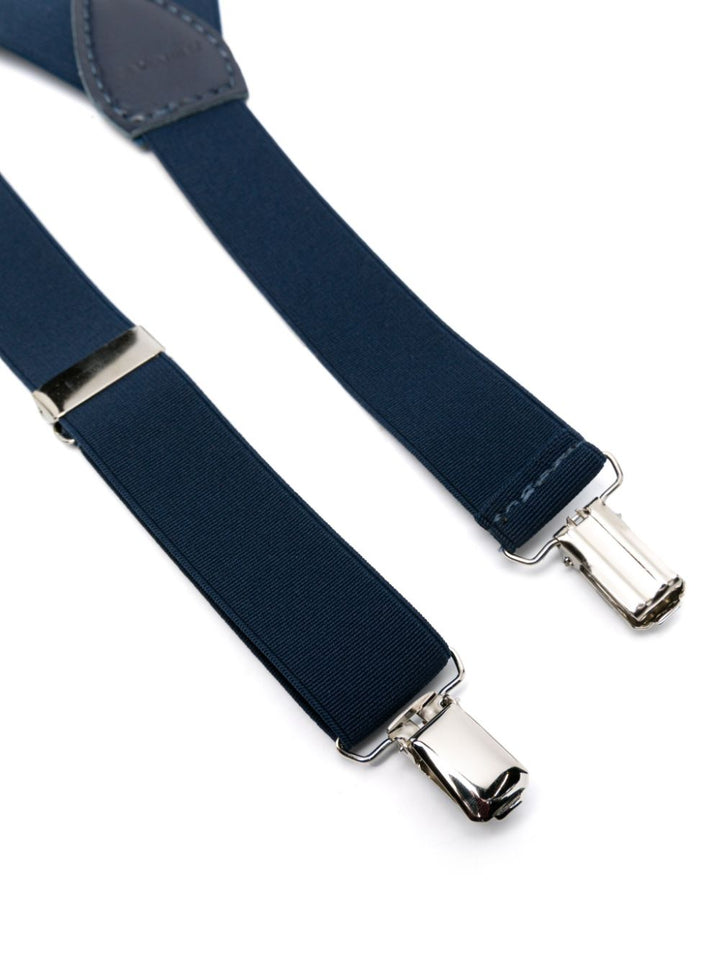 Blue suspenders for children with logo