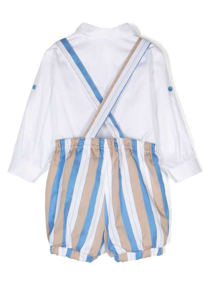 Elegant white, beige and blue outfit for newborns