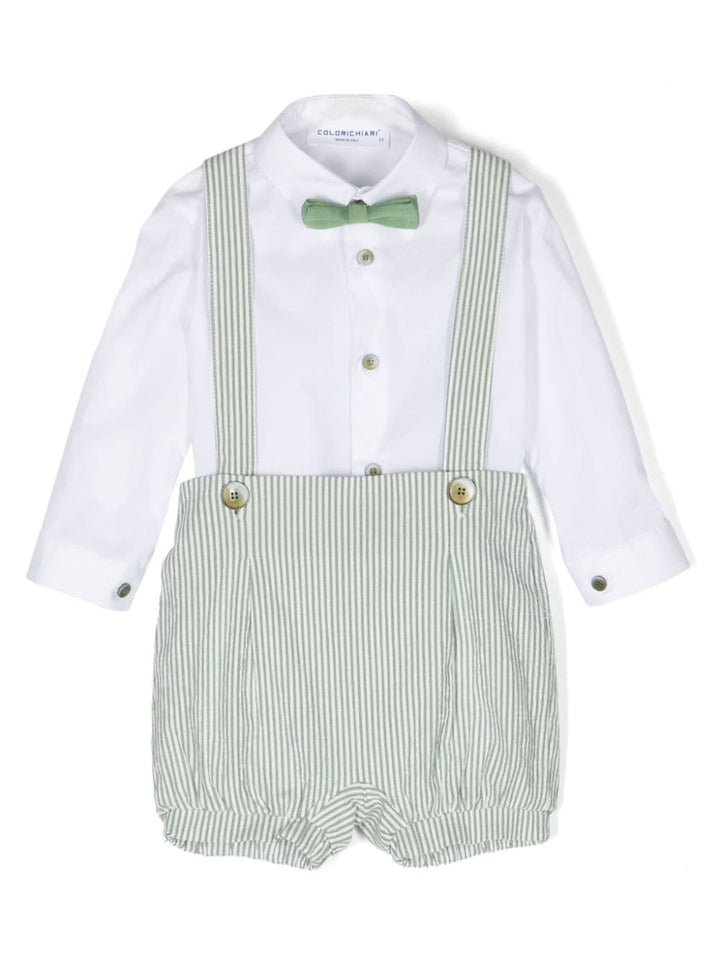Elegant white and green outfit for newborns