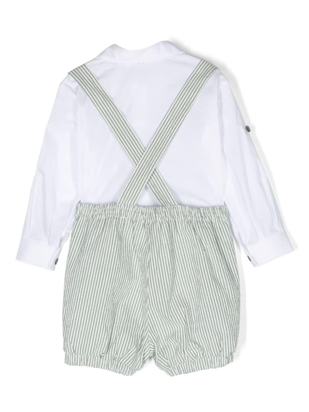 Elegant white and green outfit for newborns