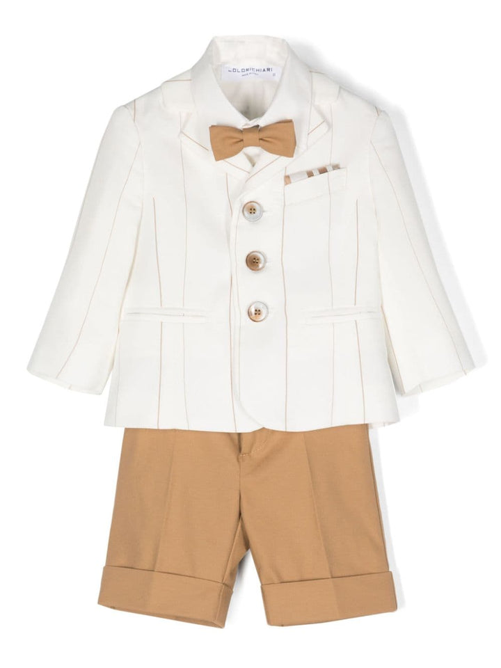 Elegant white and beige outfit for newborns