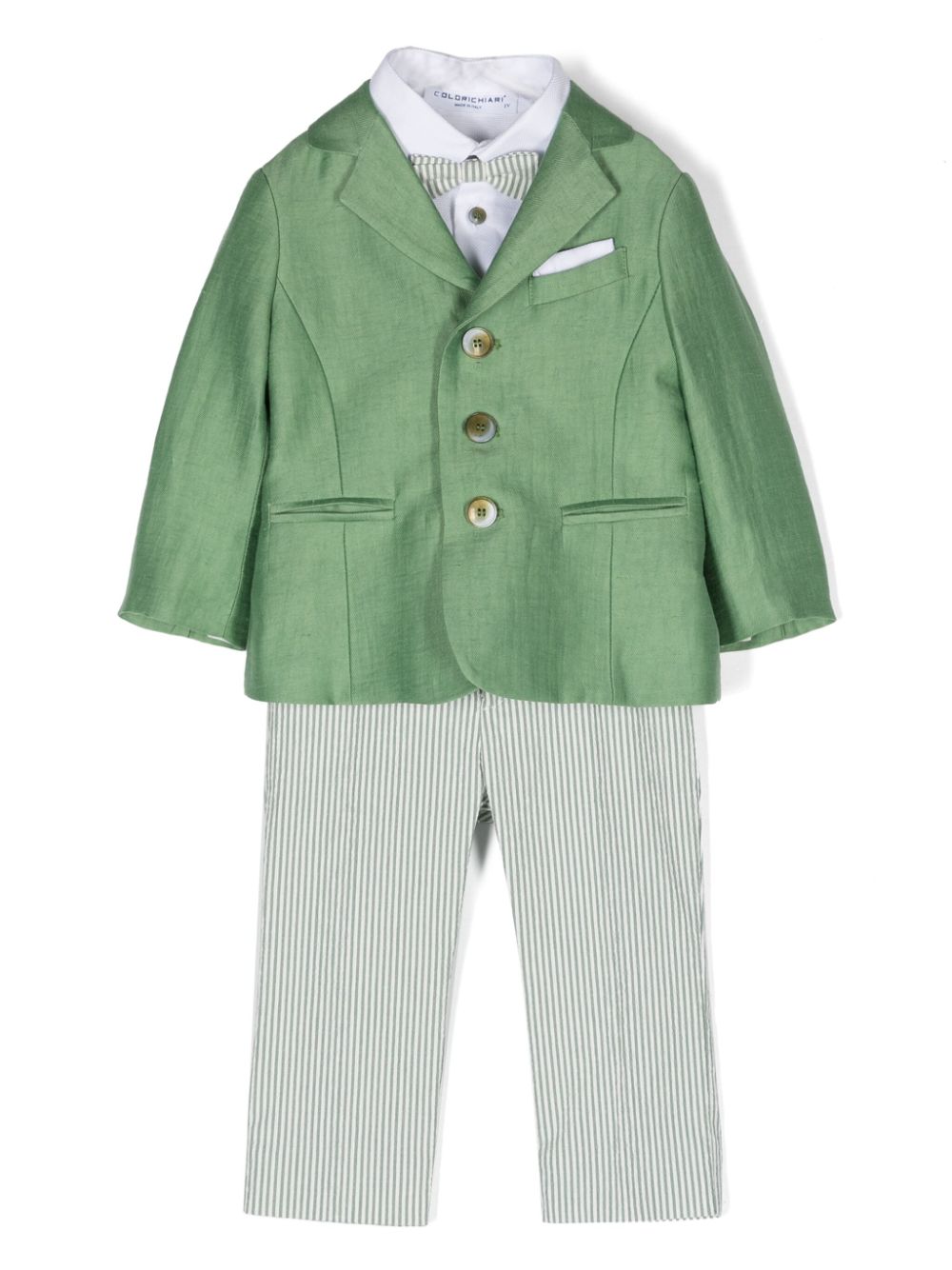 Completo elegante verde e bianco per neonato