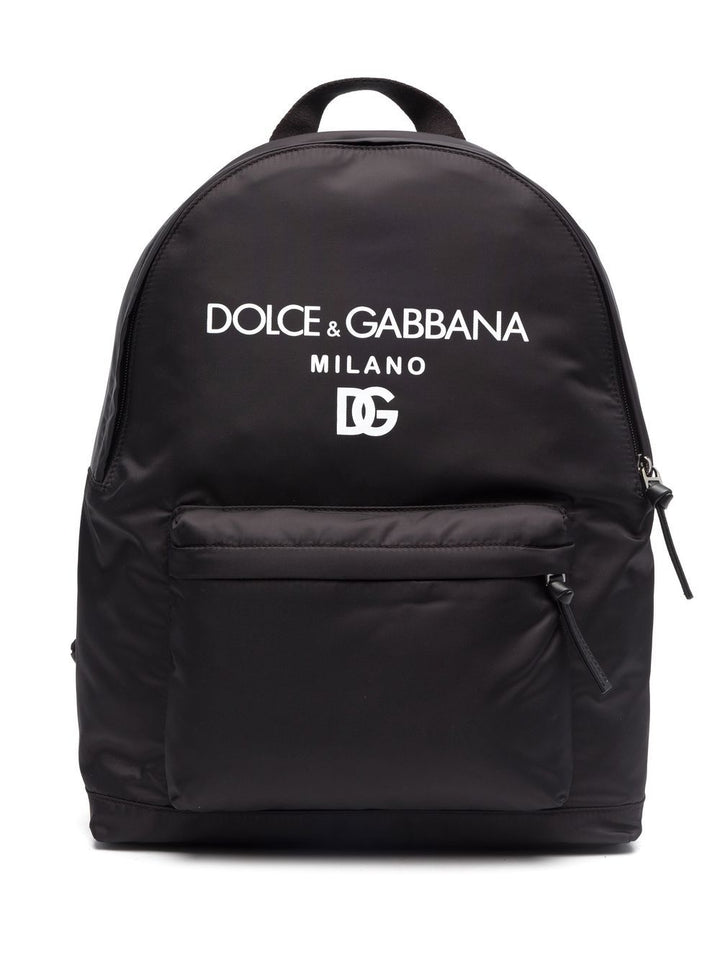 Black backpack for children with logo