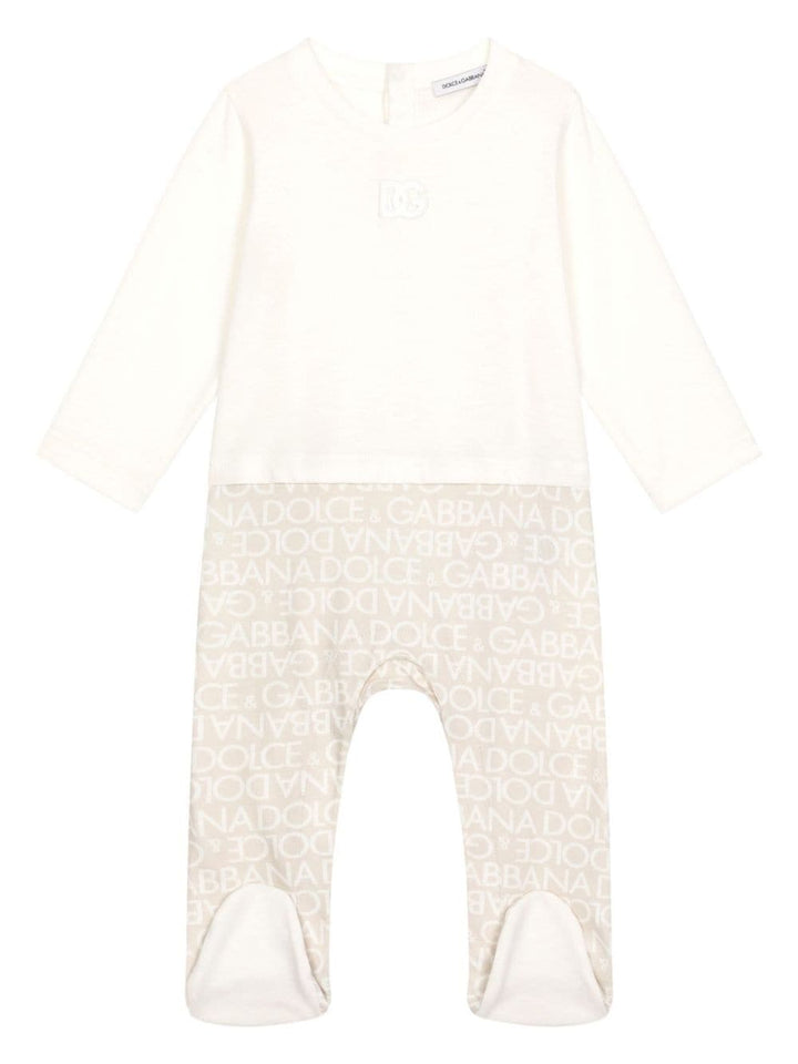 White and beige onesie for newborn girls
