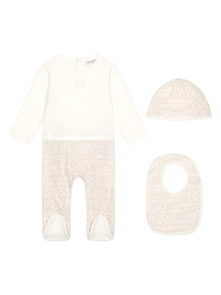 White and beige onesie for newborn girls