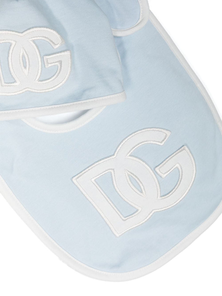 Light blue baby onesie with logo